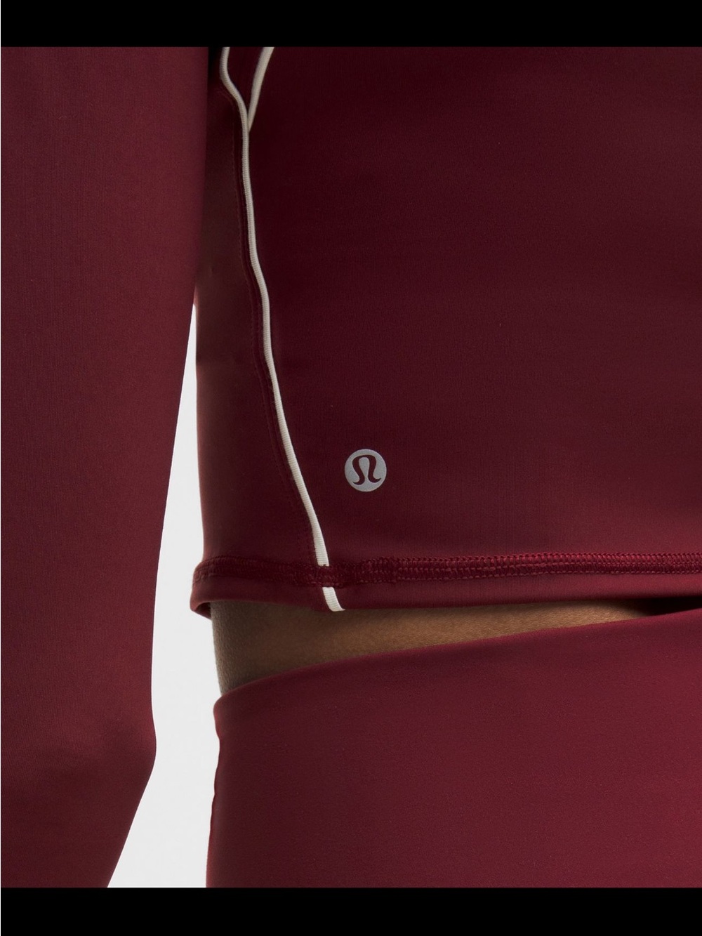 lululemon🍋 Wunder Train 1/2 Zip Cropped Long Sleeve Size 12 NWT Burgandy Bay - Picture 5 of 10